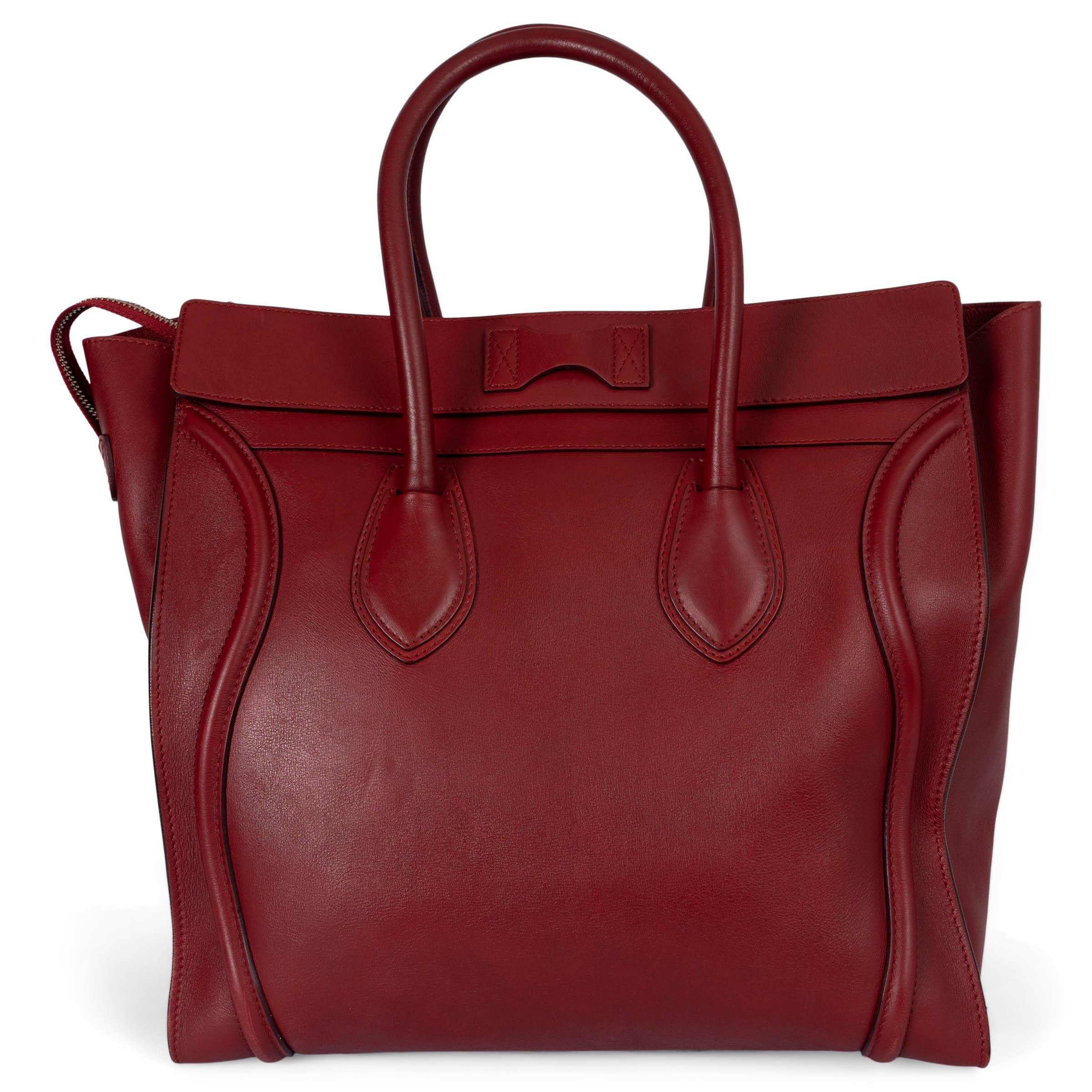 Bolsa Tote CELINE de piel Palmelato rojo oscuro LUGGAGE MEDIUM Marrón en venta