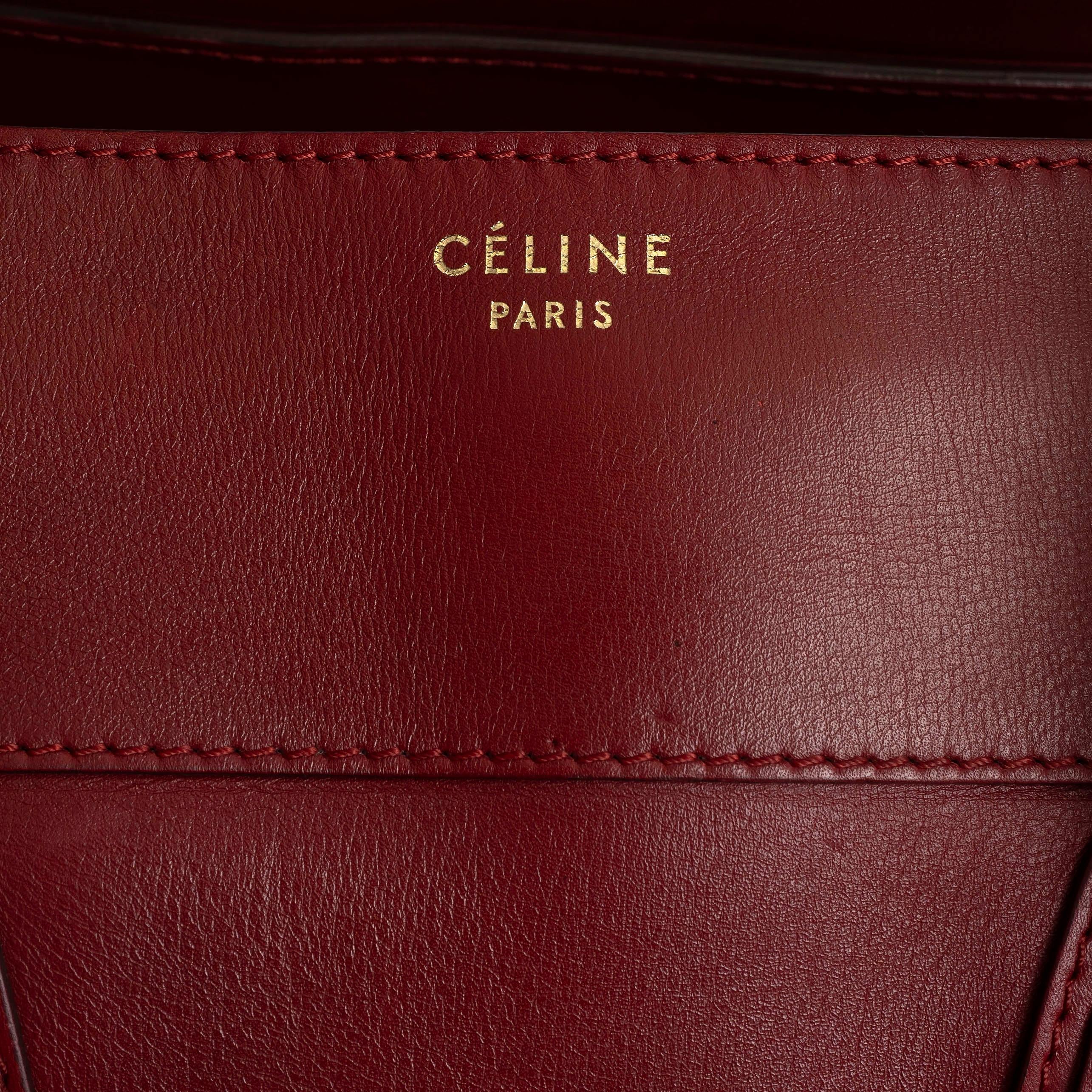 De las mujeres Bolsa Tote CELINE de piel Palmelato rojo oscuro LUGGAGE MEDIUM en venta