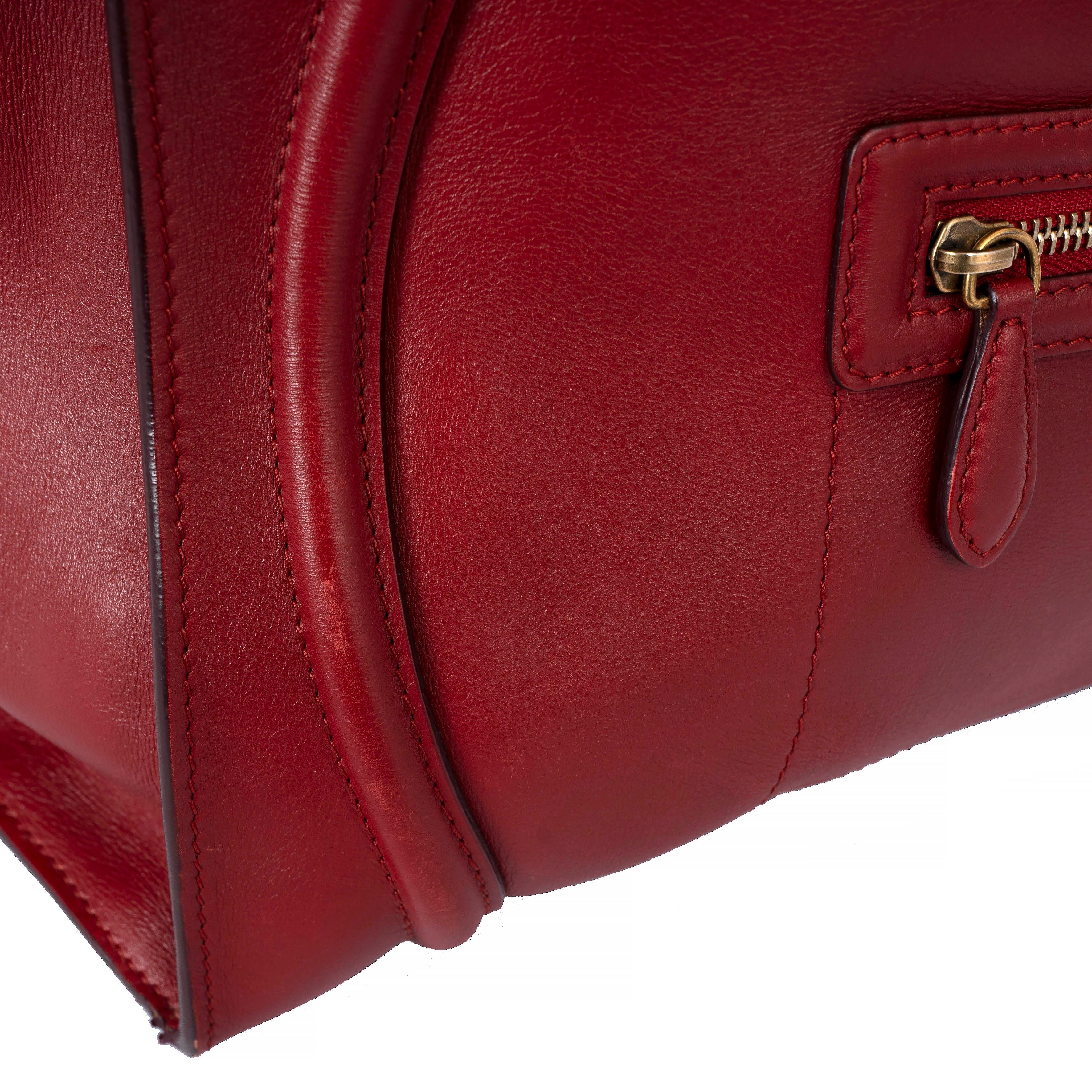 Bolsa Tote CELINE de piel Palmelato rojo oscuro LUGGAGE MEDIUM en venta 1