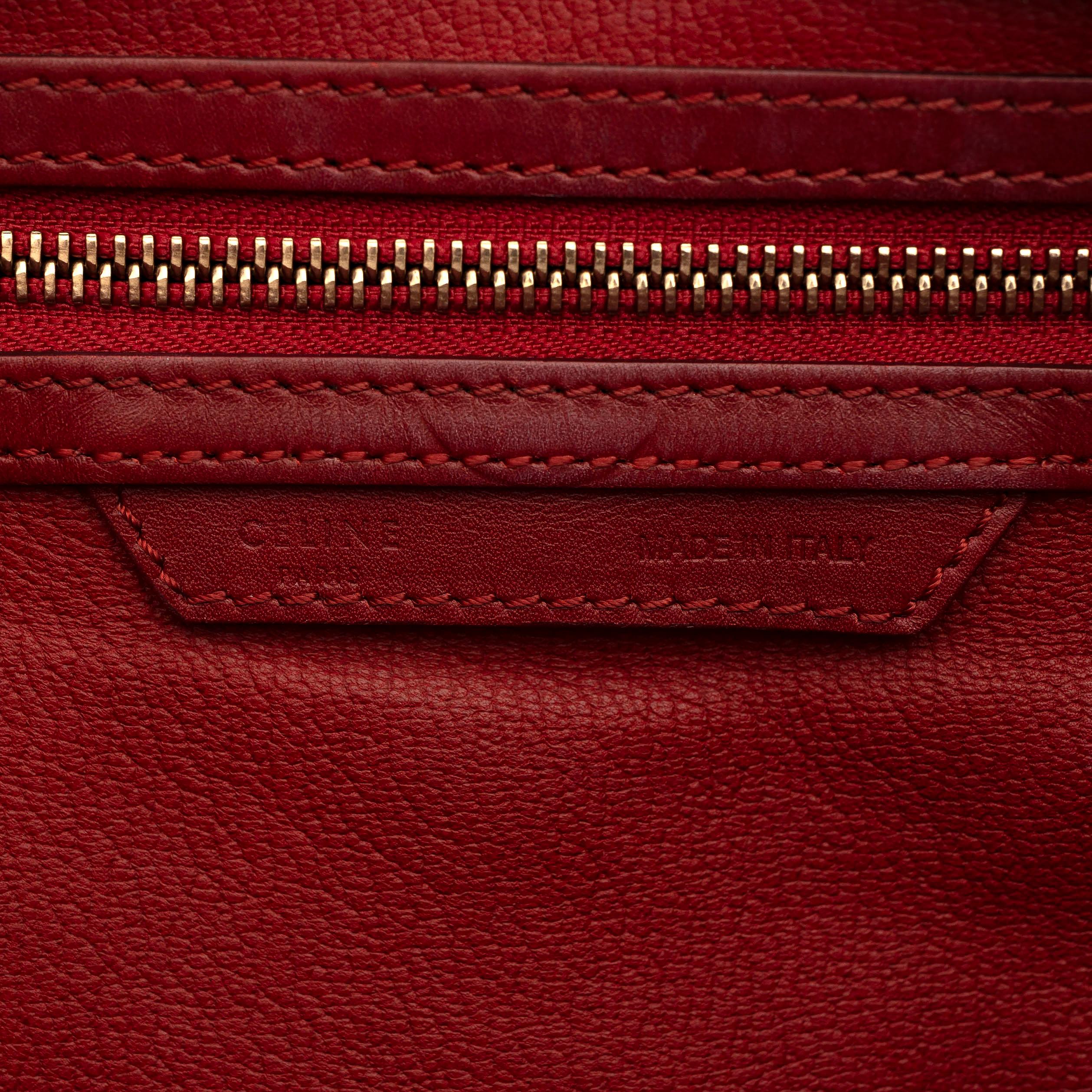 Bolsa Tote CELINE de piel Palmelato rojo oscuro LUGGAGE MEDIUM en venta 3