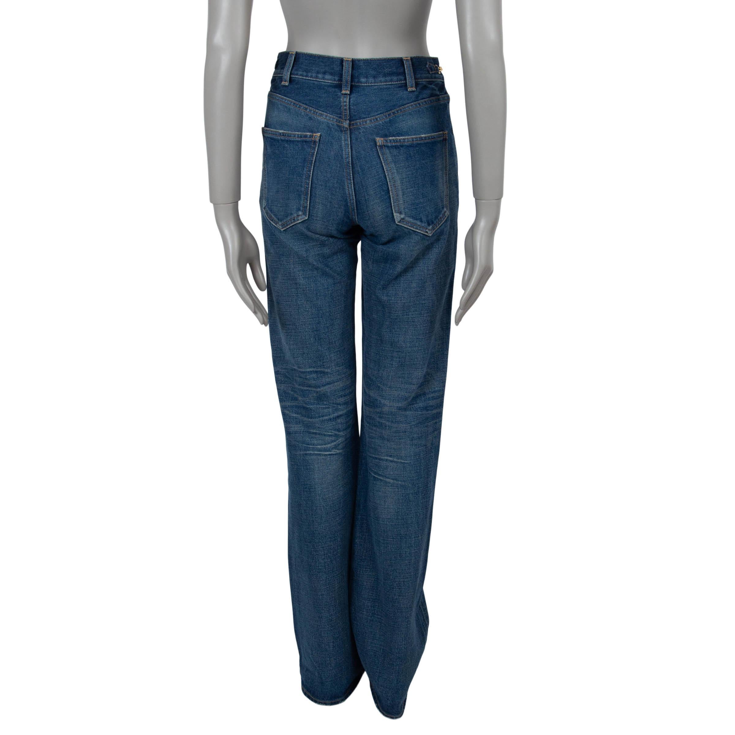 Blue CELINE Dark Union Wash blue SERGE GOURMETTES FLARED Pants 26 XS