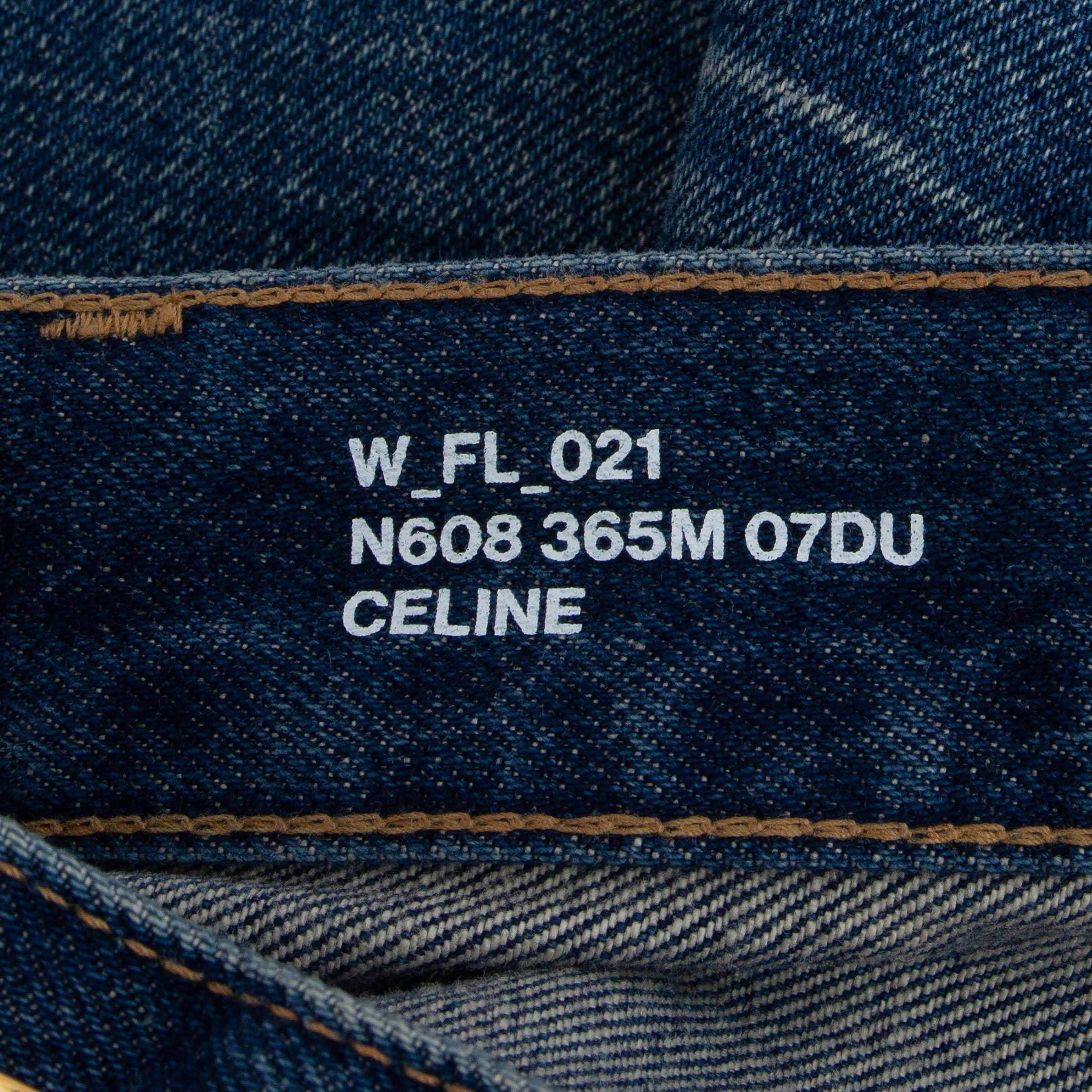 Women's CELINE Dark Union Wash blue SERGE GOURMETTES FLARED Pants 26 XS