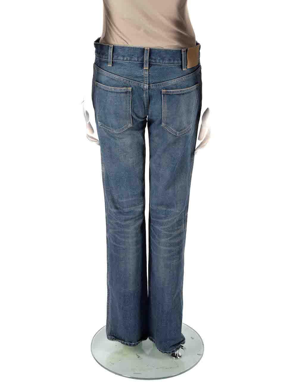 Gray Céline Dark Union Wash Denim Pearl Low Rise Jeans Size S