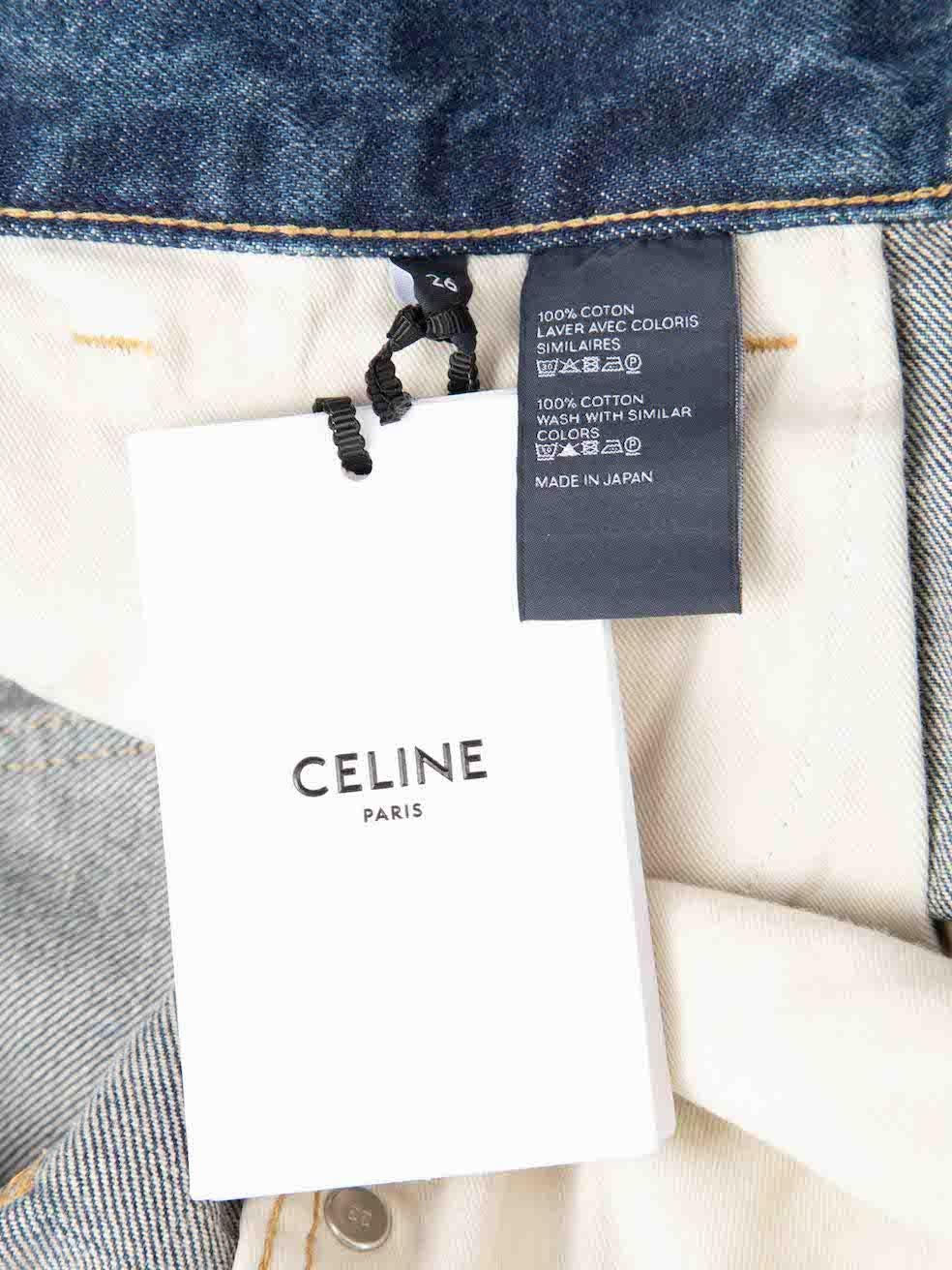Céline Dark Union Wash Denim Pearl Low Rise Jeans Size S For Sale 2
