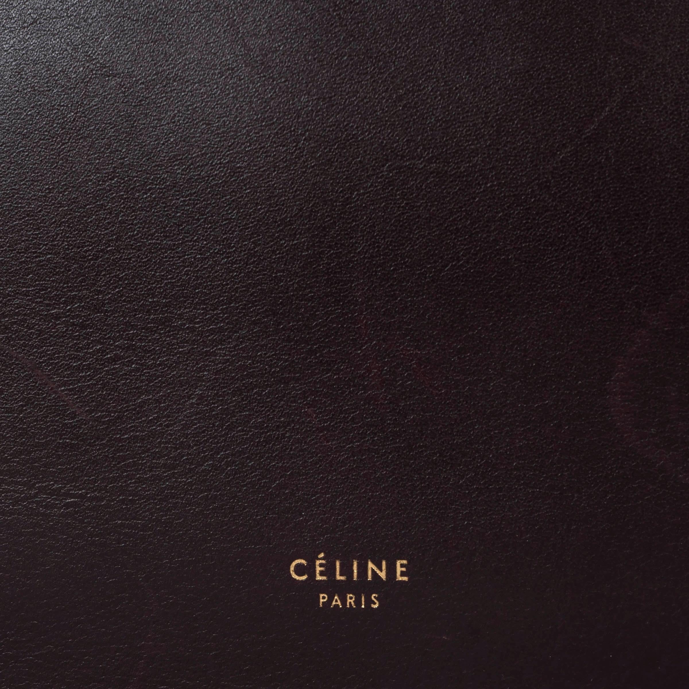 CELINE deep burgundy smooth leather MINI CLASP Shoulder Bag For Sale 1
