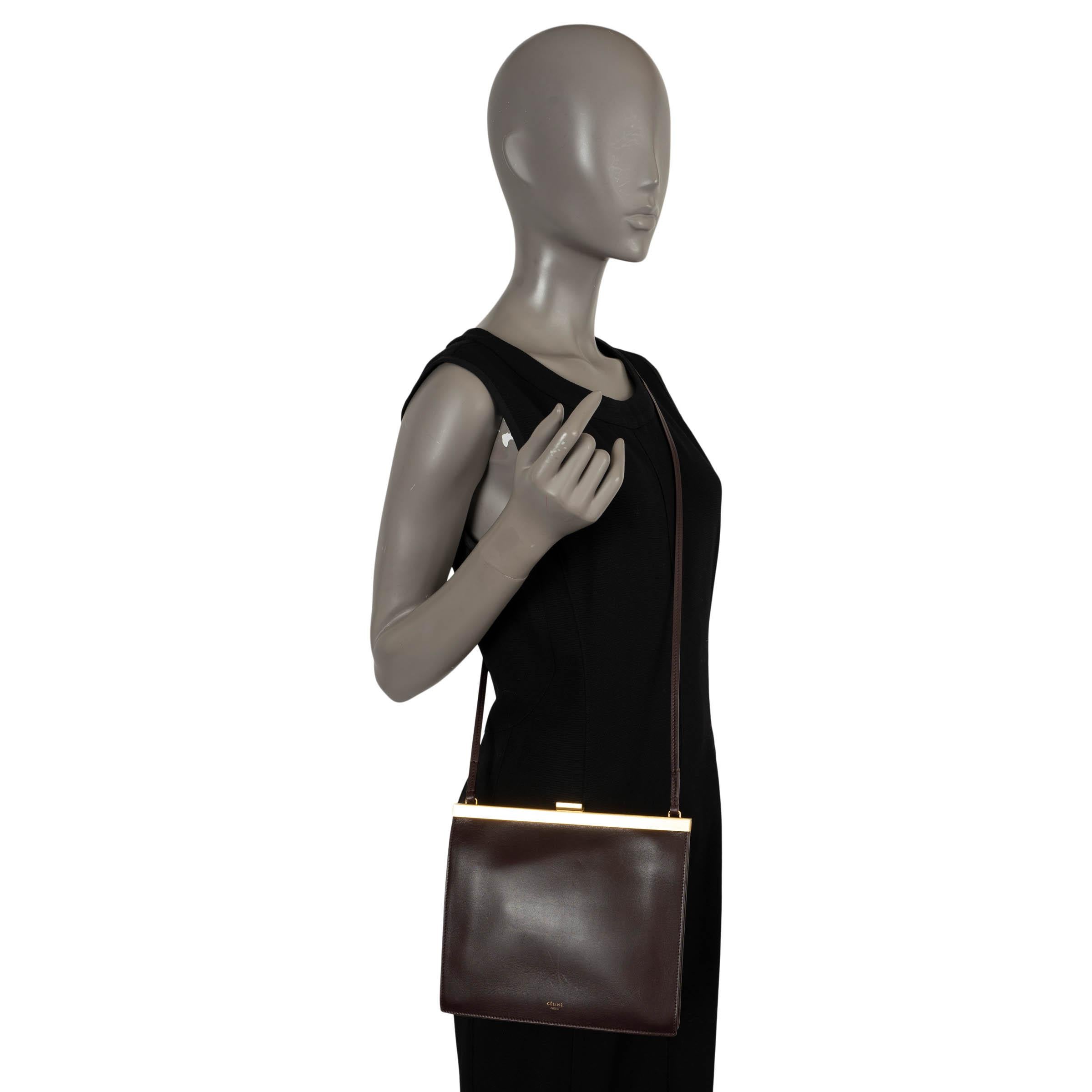 CELINE deep burgundy smooth leather MINI CLASP Shoulder Bag For Sale 2