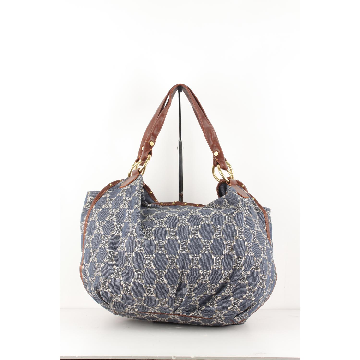 Gray Celine Denim Blue Macadam Bittersweet Hobo Shoulder Bag