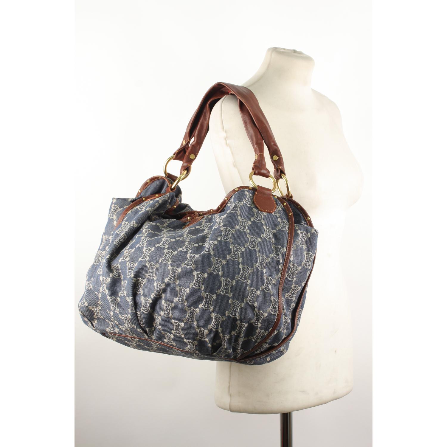 Women's Celine Denim Blue Macadam Bittersweet Hobo Shoulder Bag