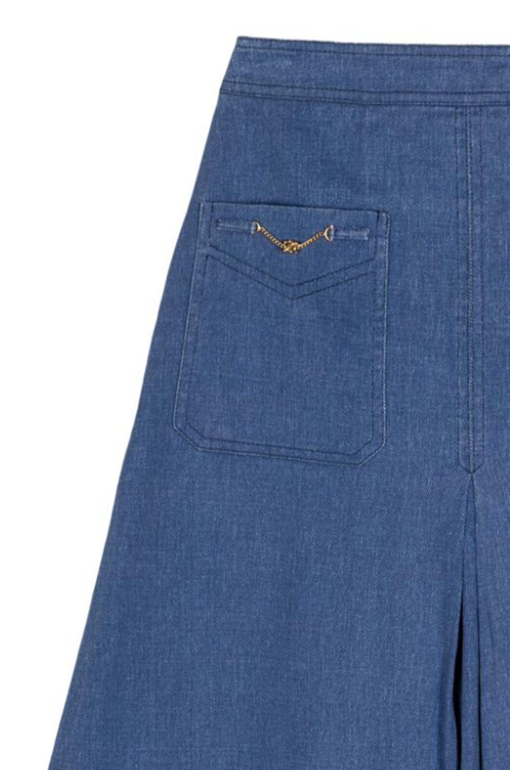 Blue Celine Denim Skirt Triomphe Chain
