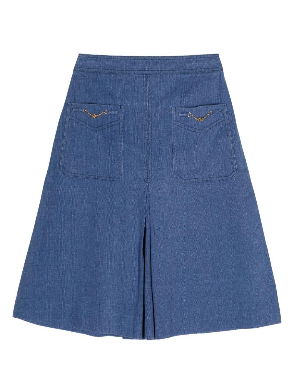 Women's Celine Denim Skirt Triomphe Chain