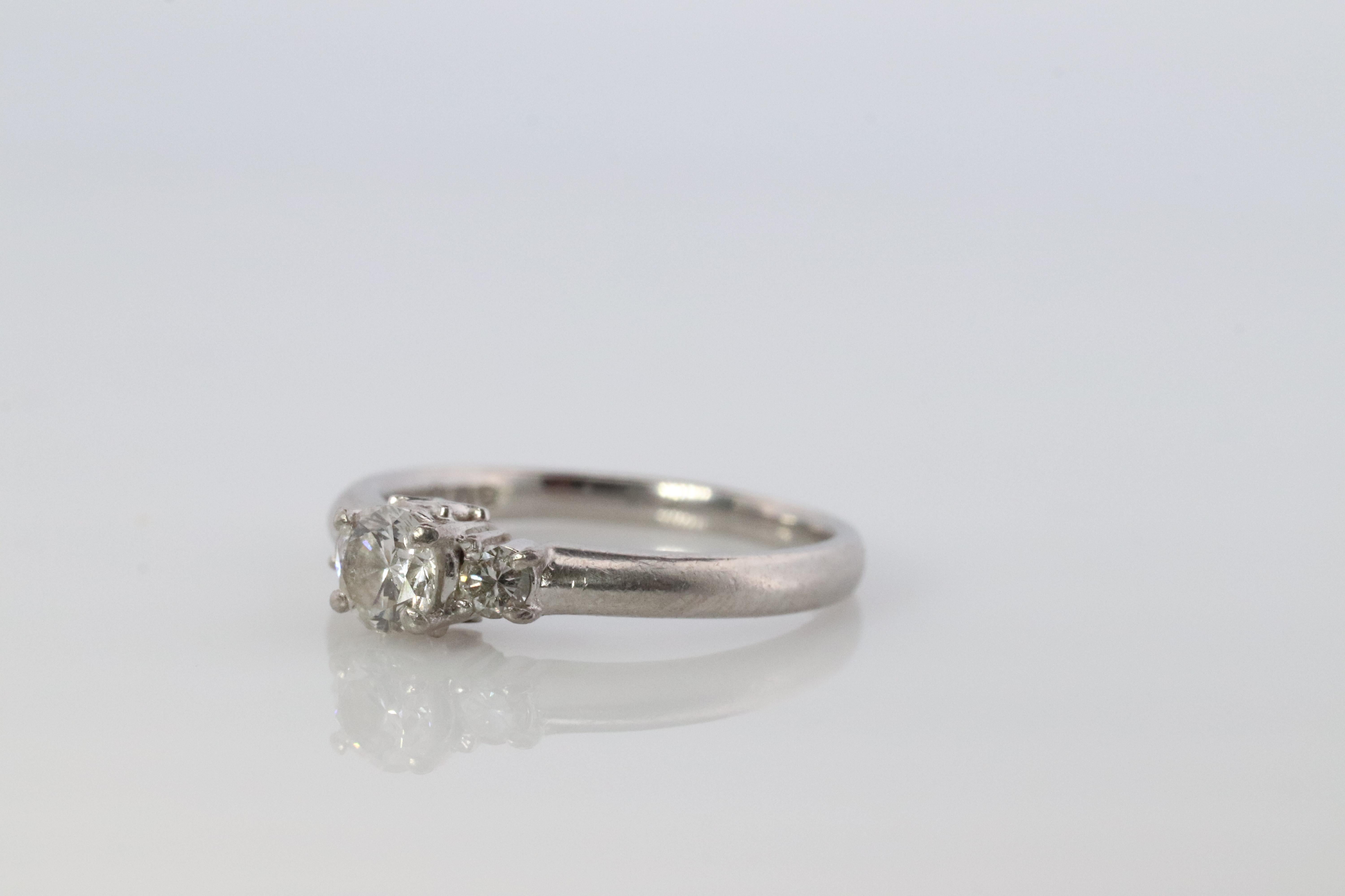 Celine Diamond Ring. Diamond Solitaire Engagement Pt900 Platinum band. Certified For Sale 1