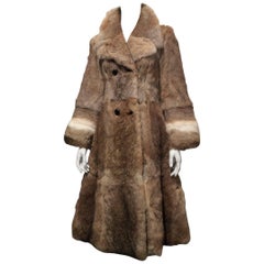 Used Celine Double Breasted Royal Rabbit Fur Coat Sz 34