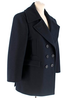 Celine Double Breasted Wool Navy Coat SIZE S