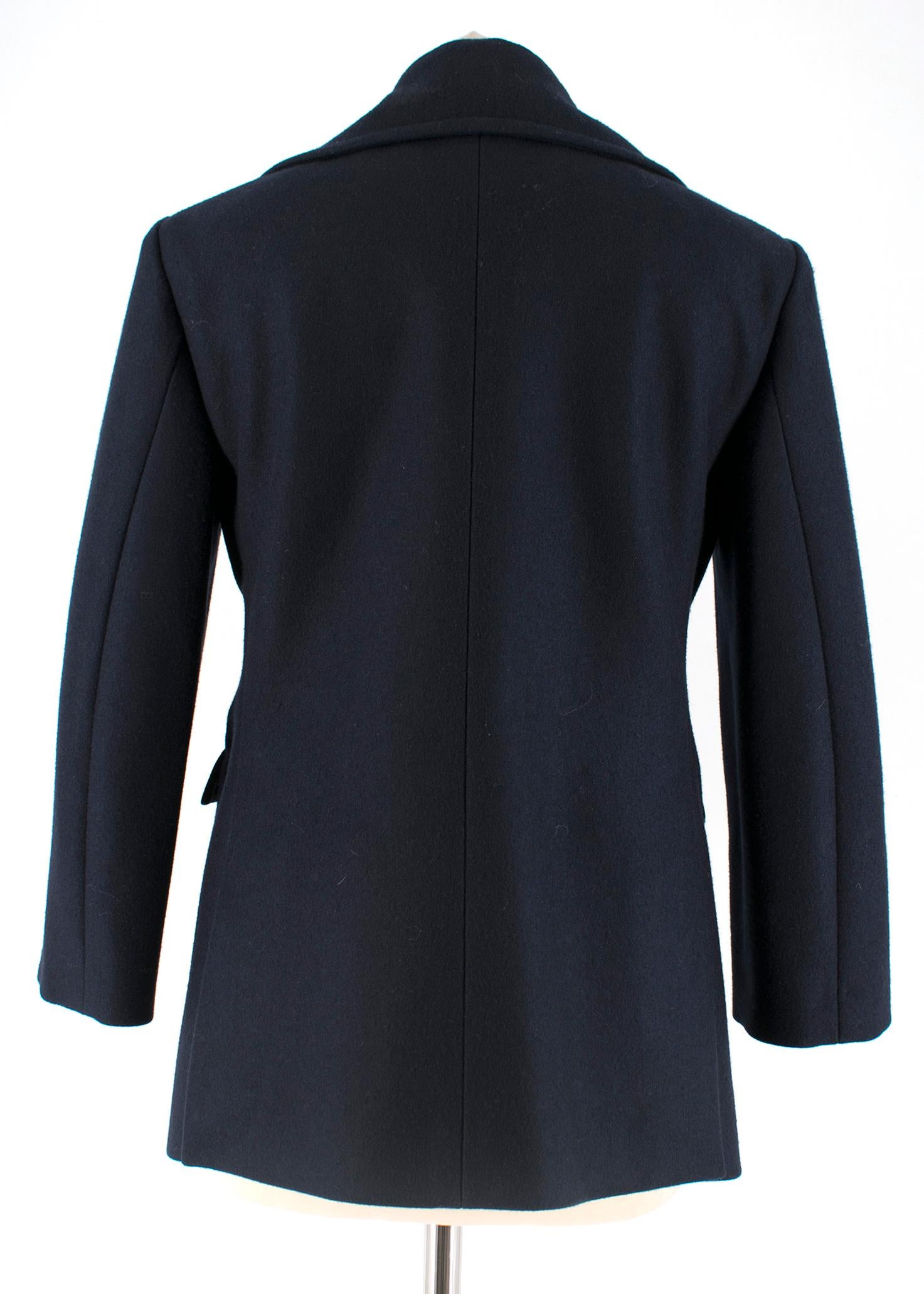 Black Celine Double Breasted Wool Navy Coat SIZE S