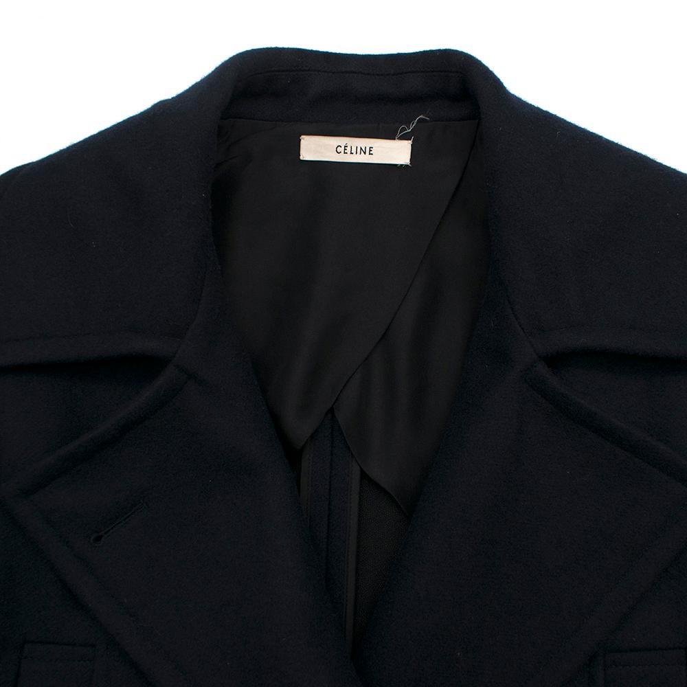 Celine Double Breasted Wool Navy Coat SIZE S In Excellent Condition In London, GB
