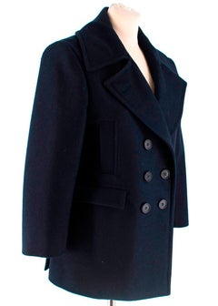 Celine Double Breasted Wool Navy Coat - Size US 6