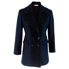 Celine Double Breasted Wool Navy Coat - Size US 6