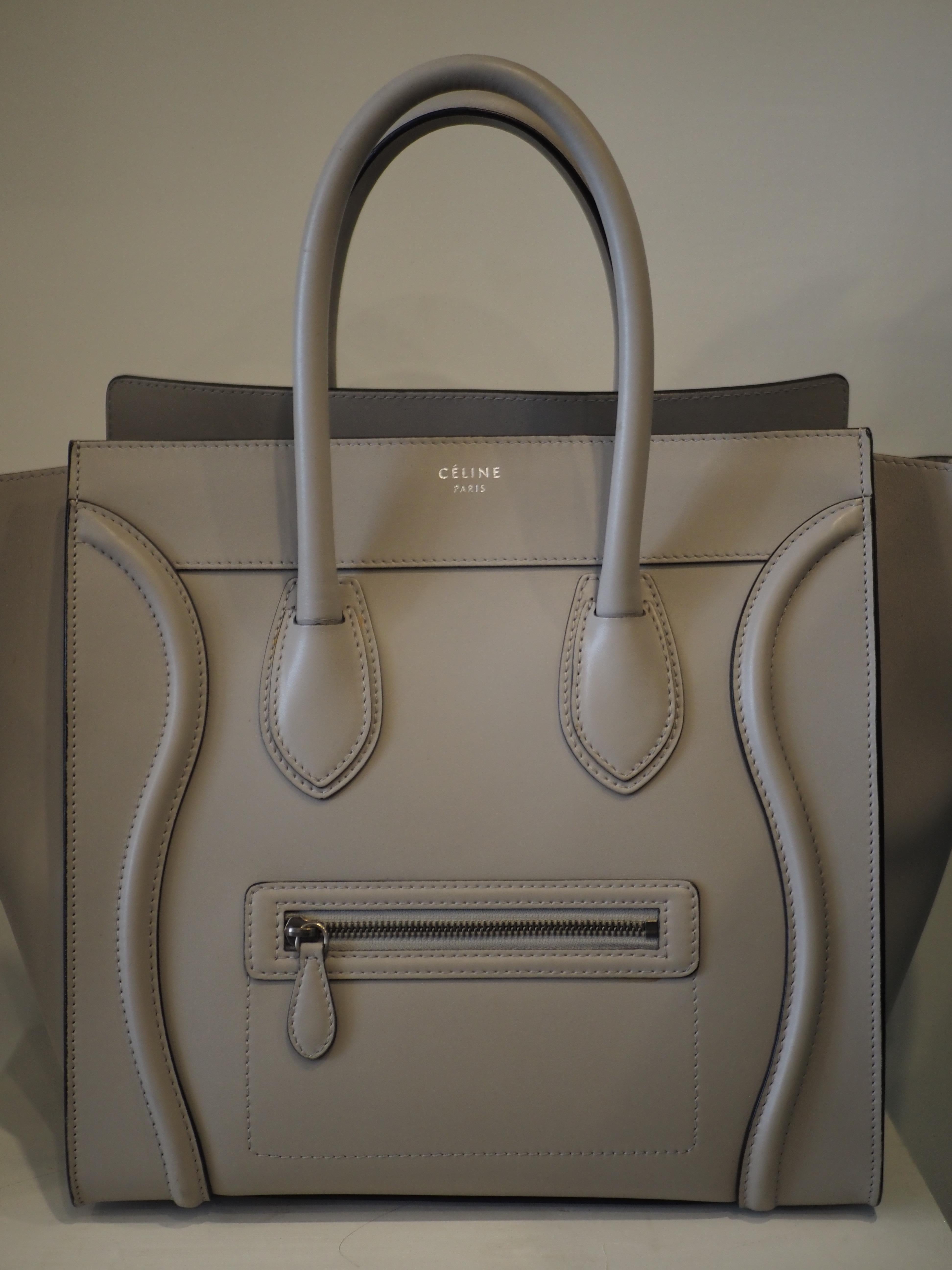 Cèline dove light grey lambskin medium luggage bag 5
