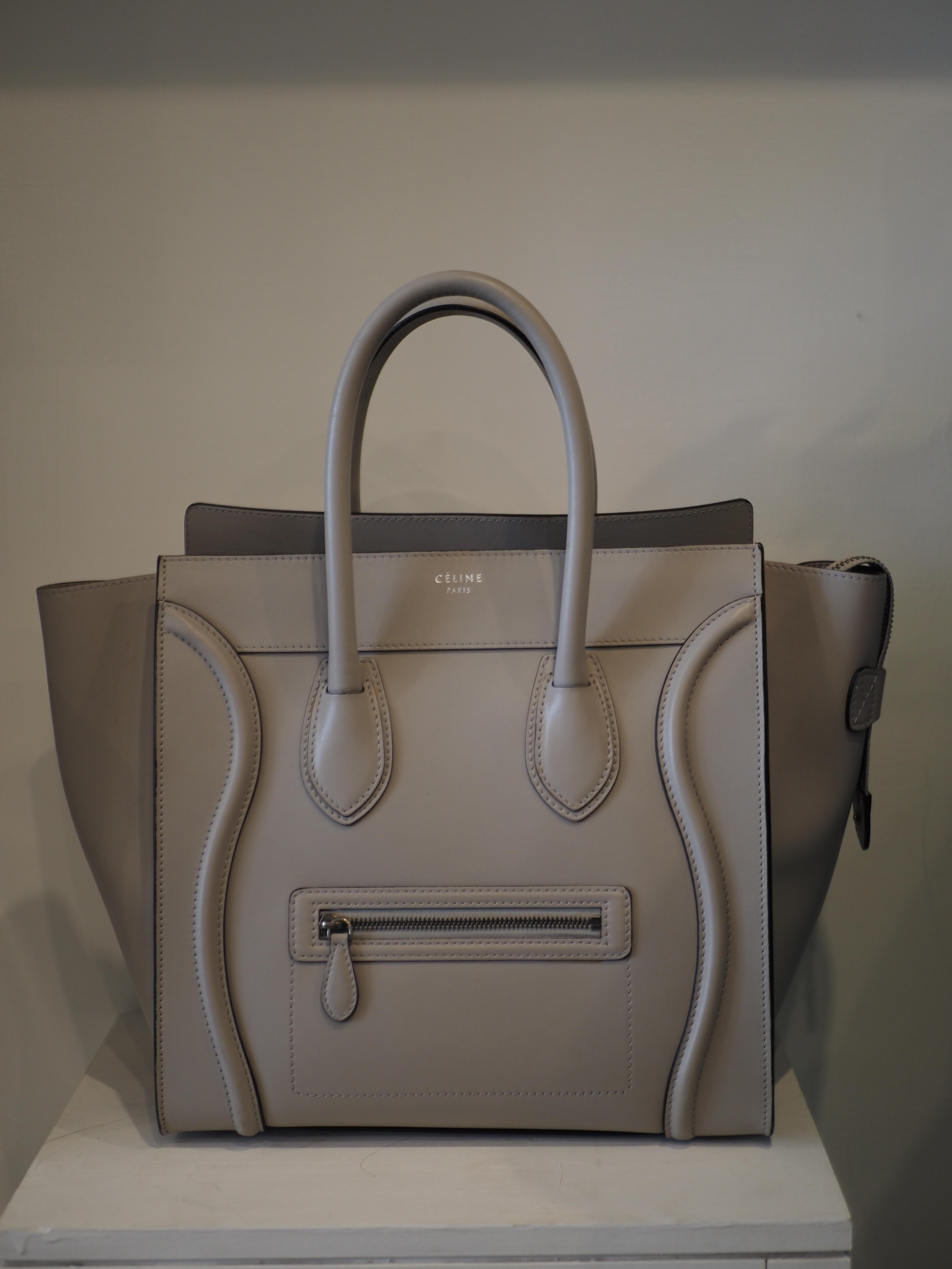 Cèline dove light grey lambskin medium luggage bag 6