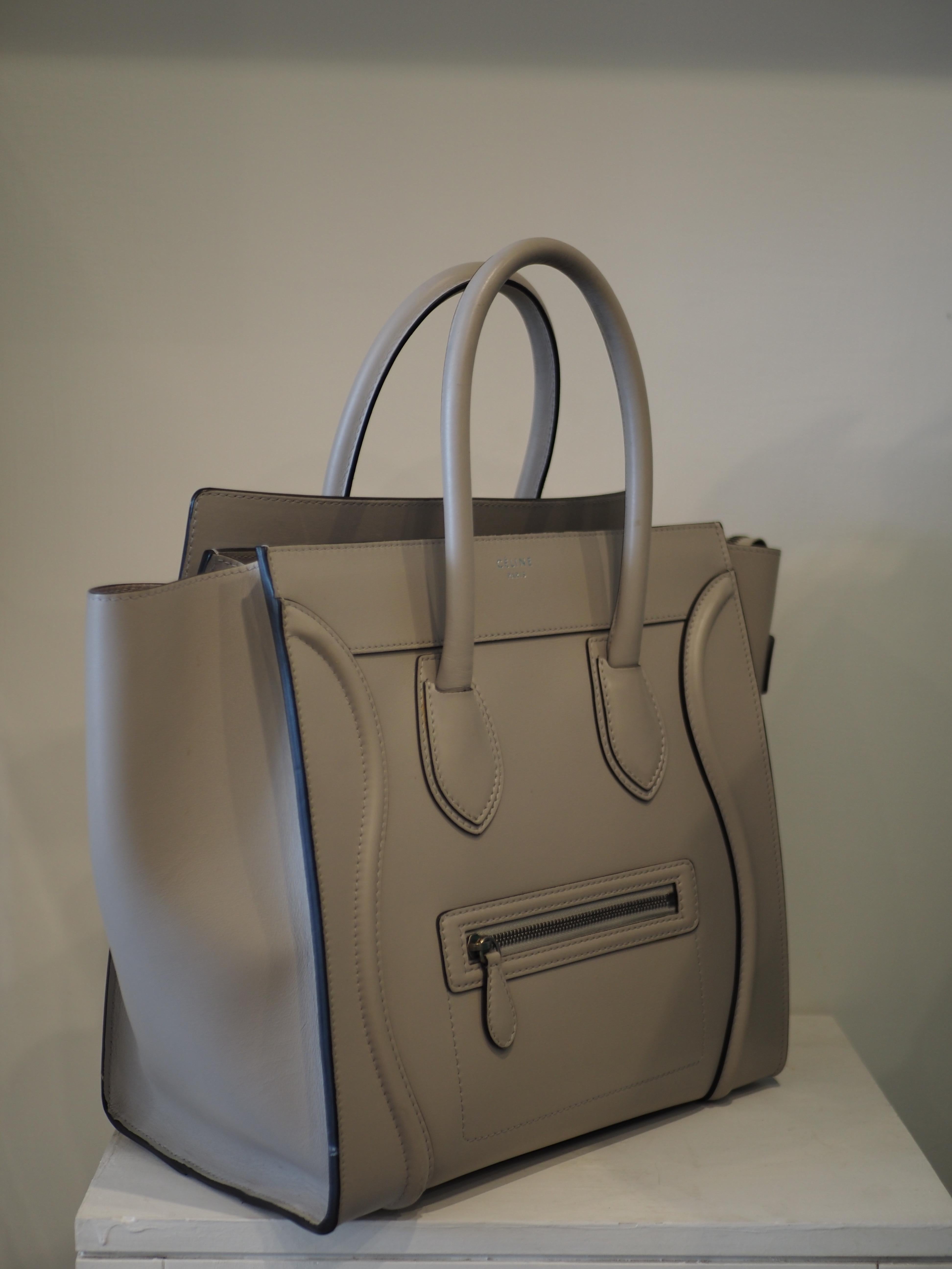 Cèline dove light grey lambskin medium luggage bag 7