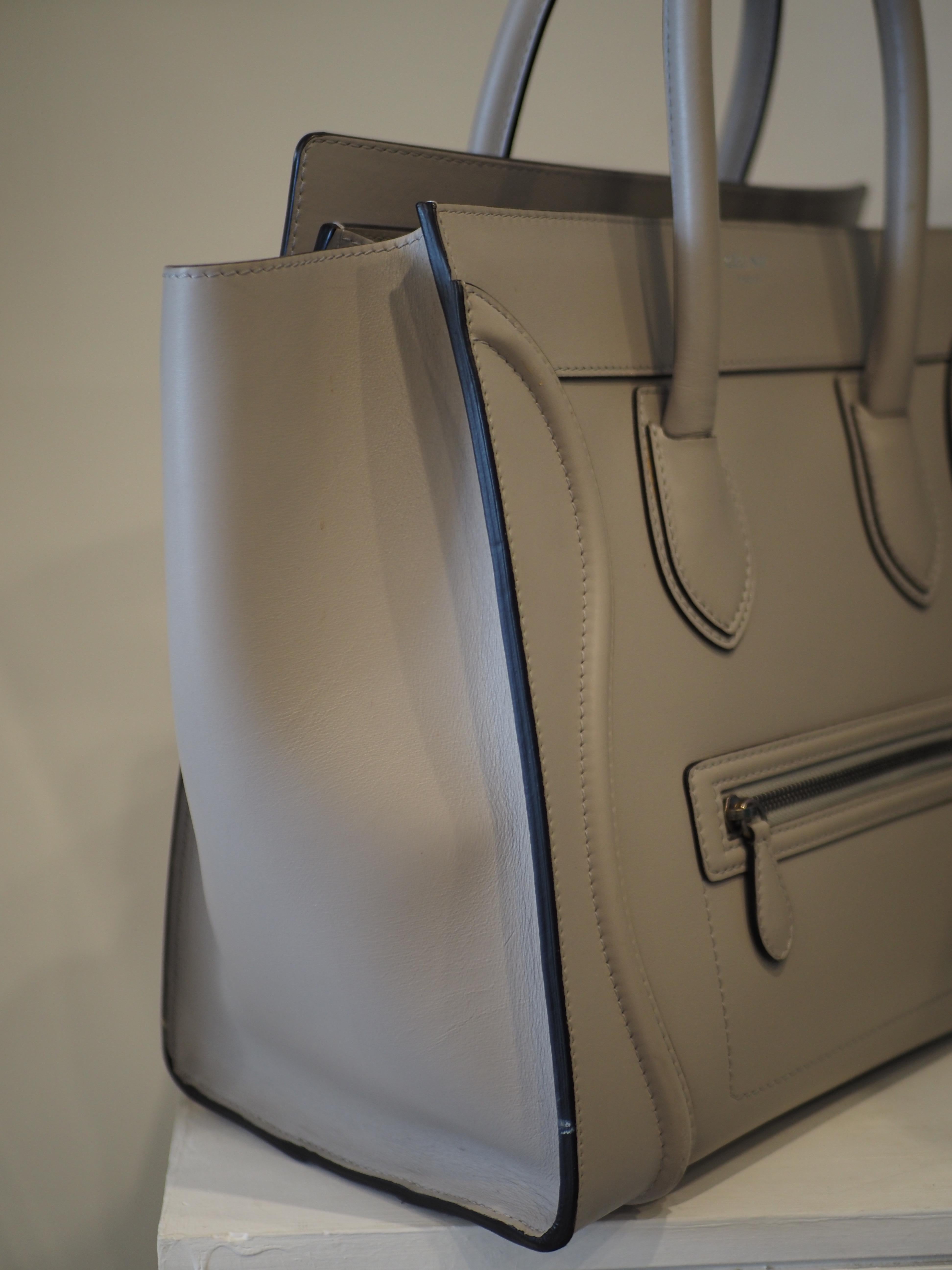 Cèline dove light grey lambskin medium luggage bag 8
