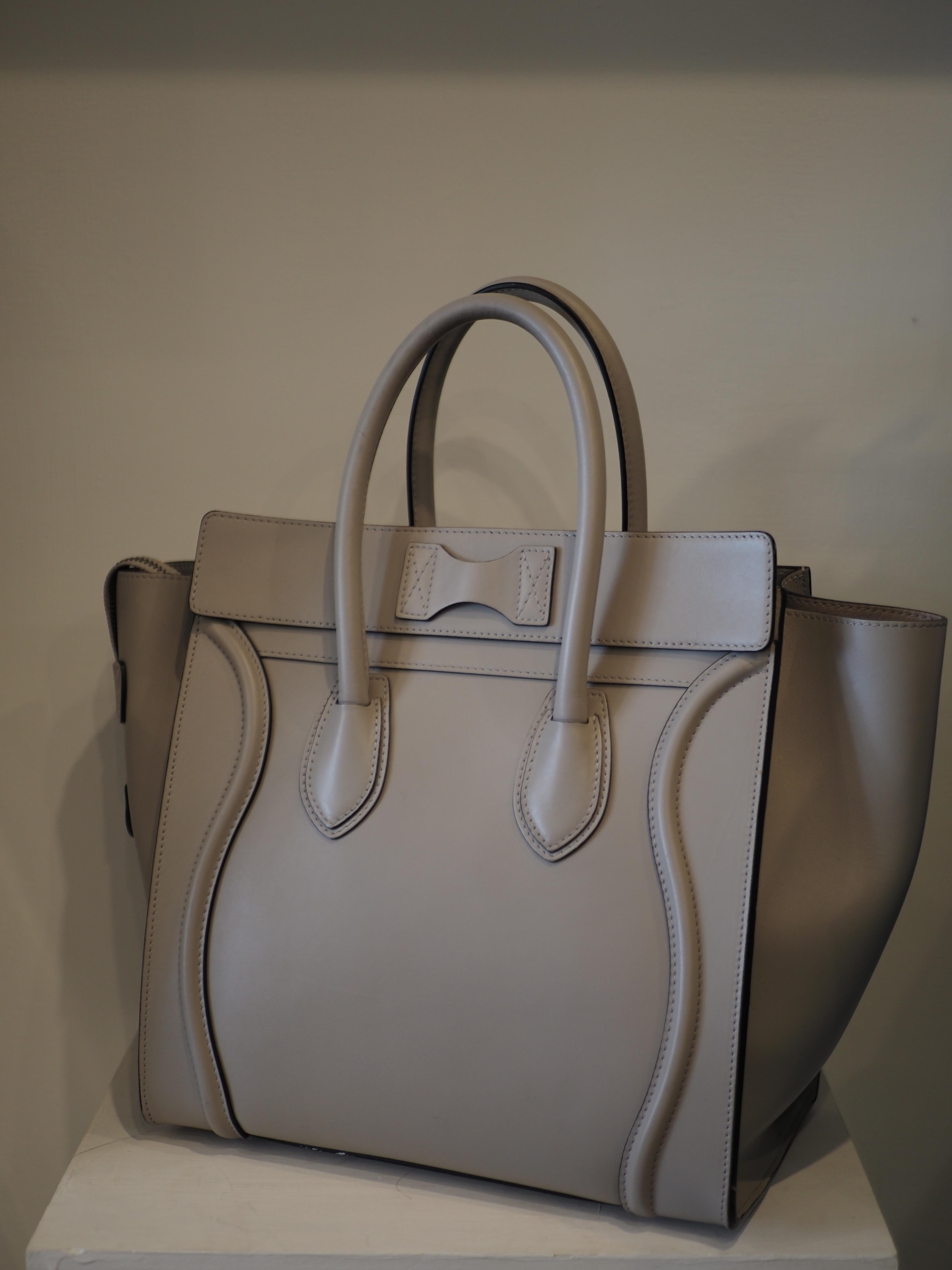 Cèline dove light grey lambskin medium luggage bag 10