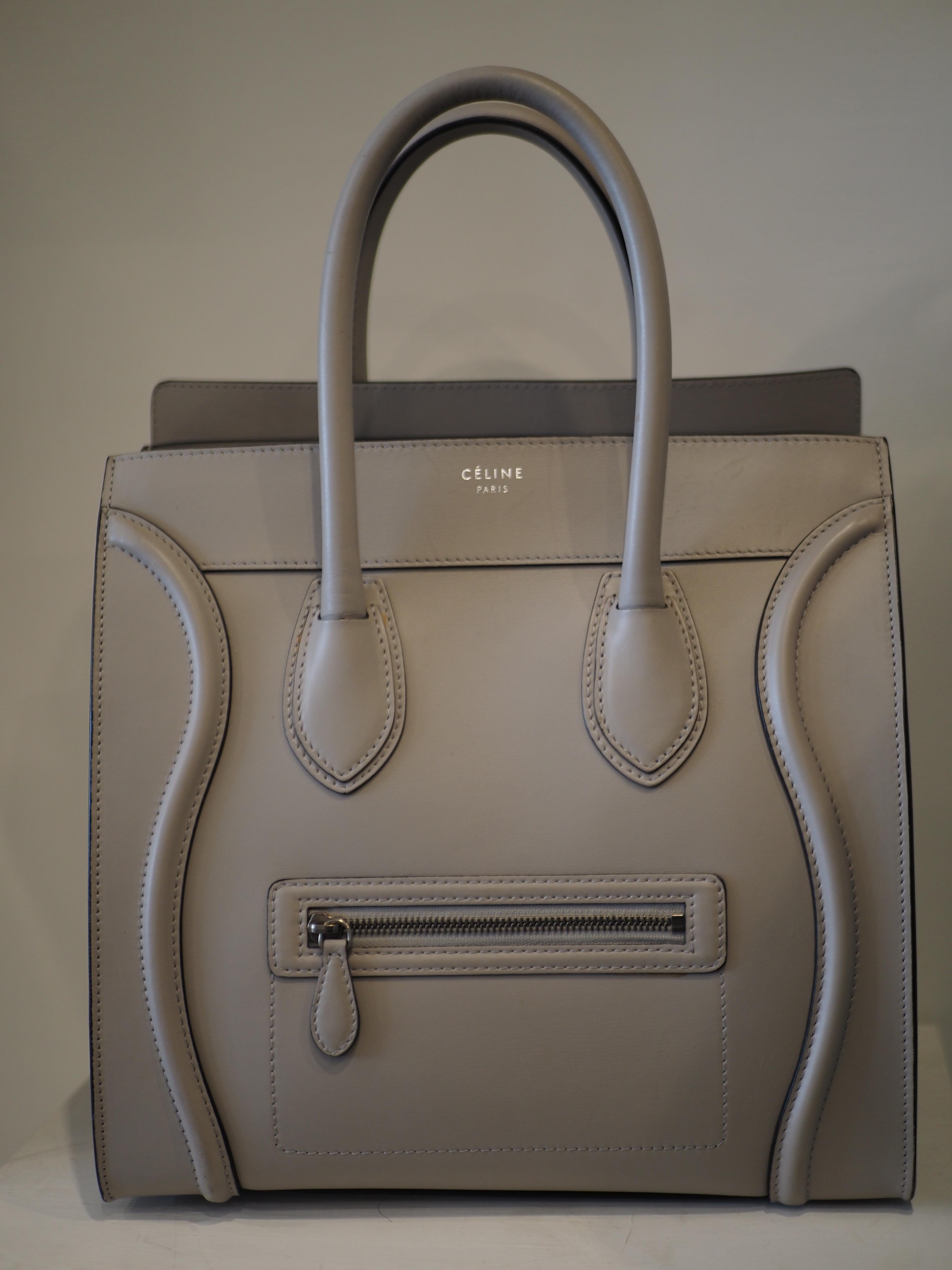 Cèline dove light grey lambskin medium luggage bag In Excellent Condition In Capri, IT