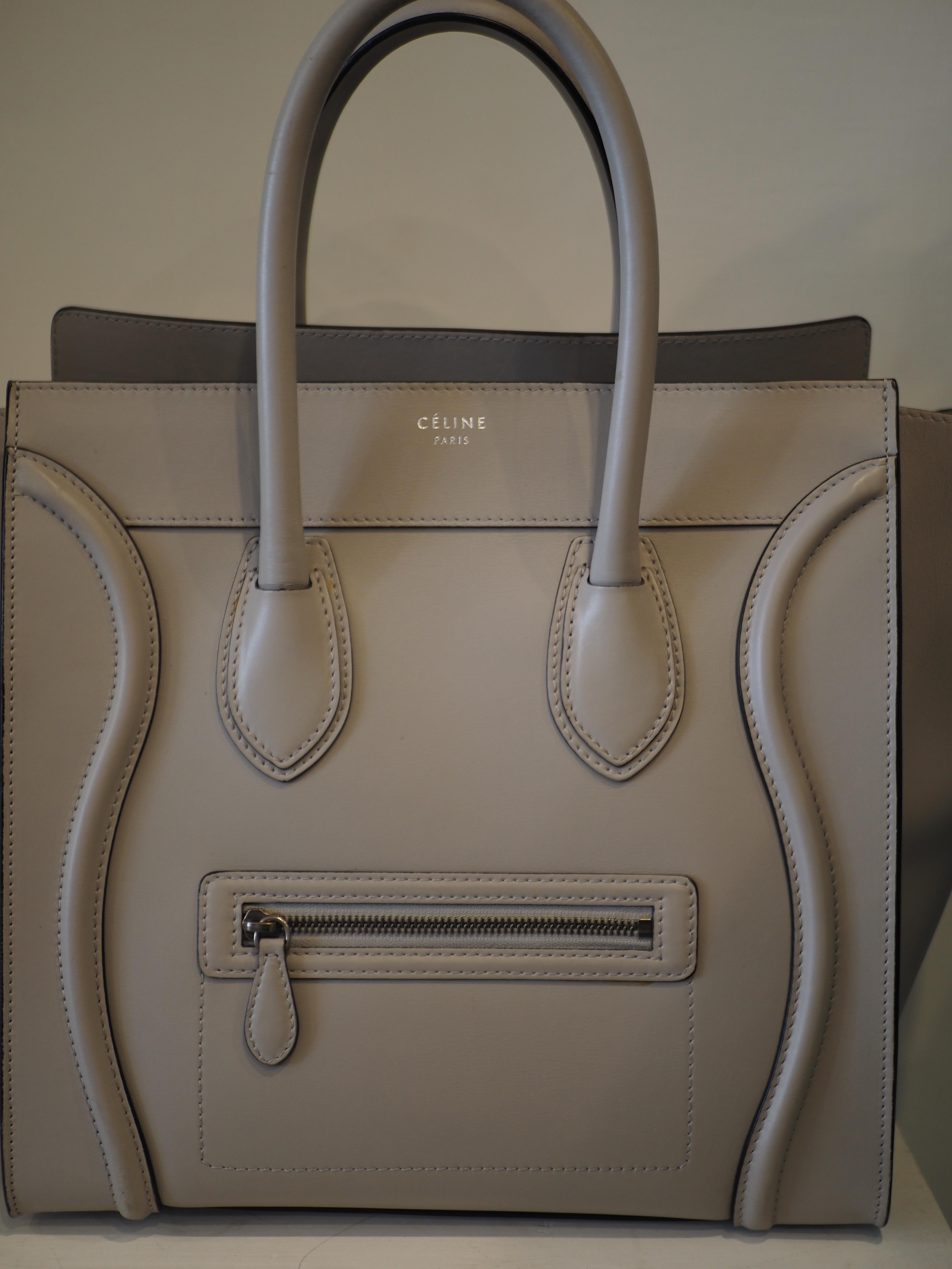 Cèline dove light grey lambskin medium luggage bag 3