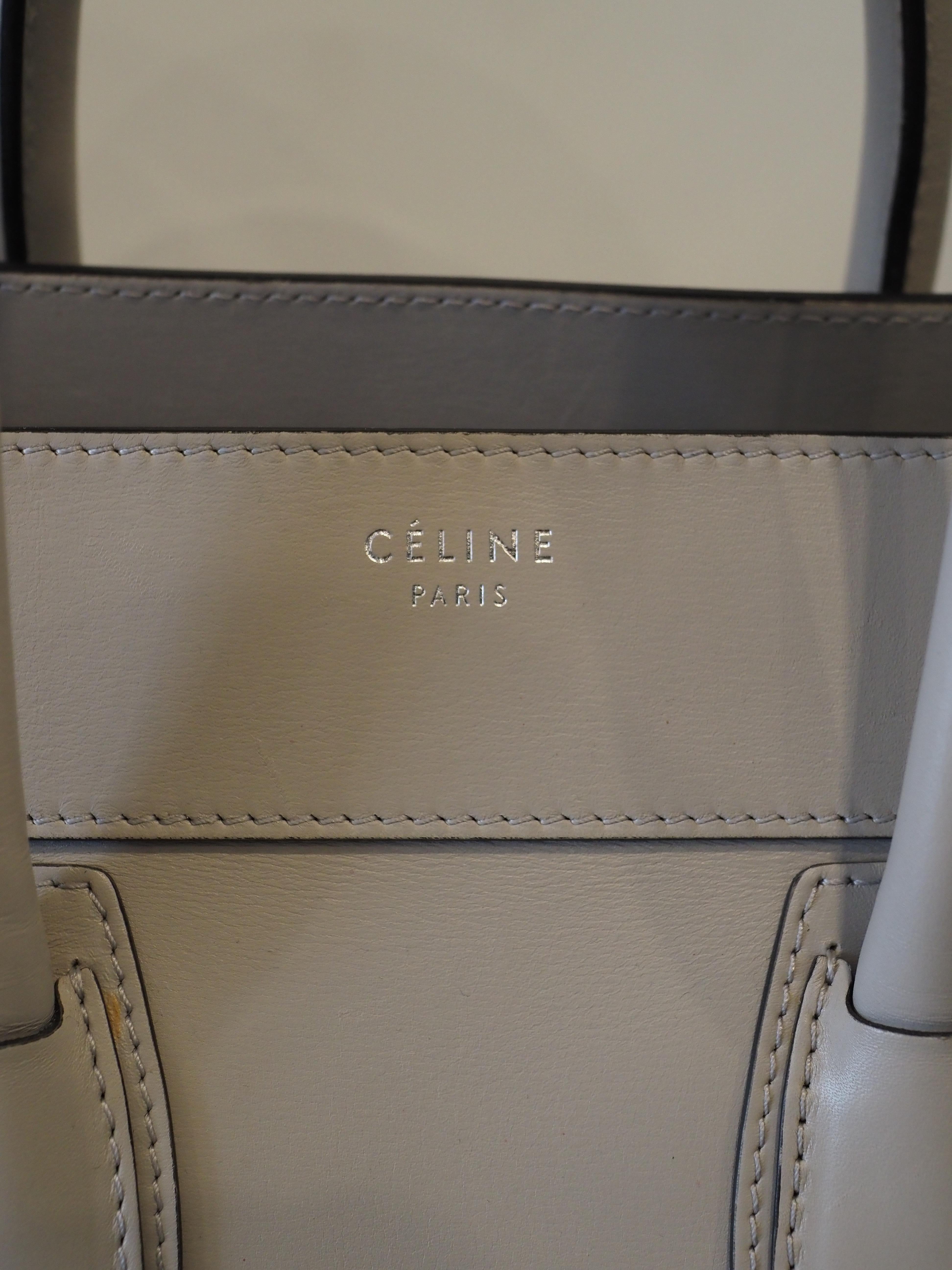 Cèline dove light grey lambskin medium luggage bag 4
