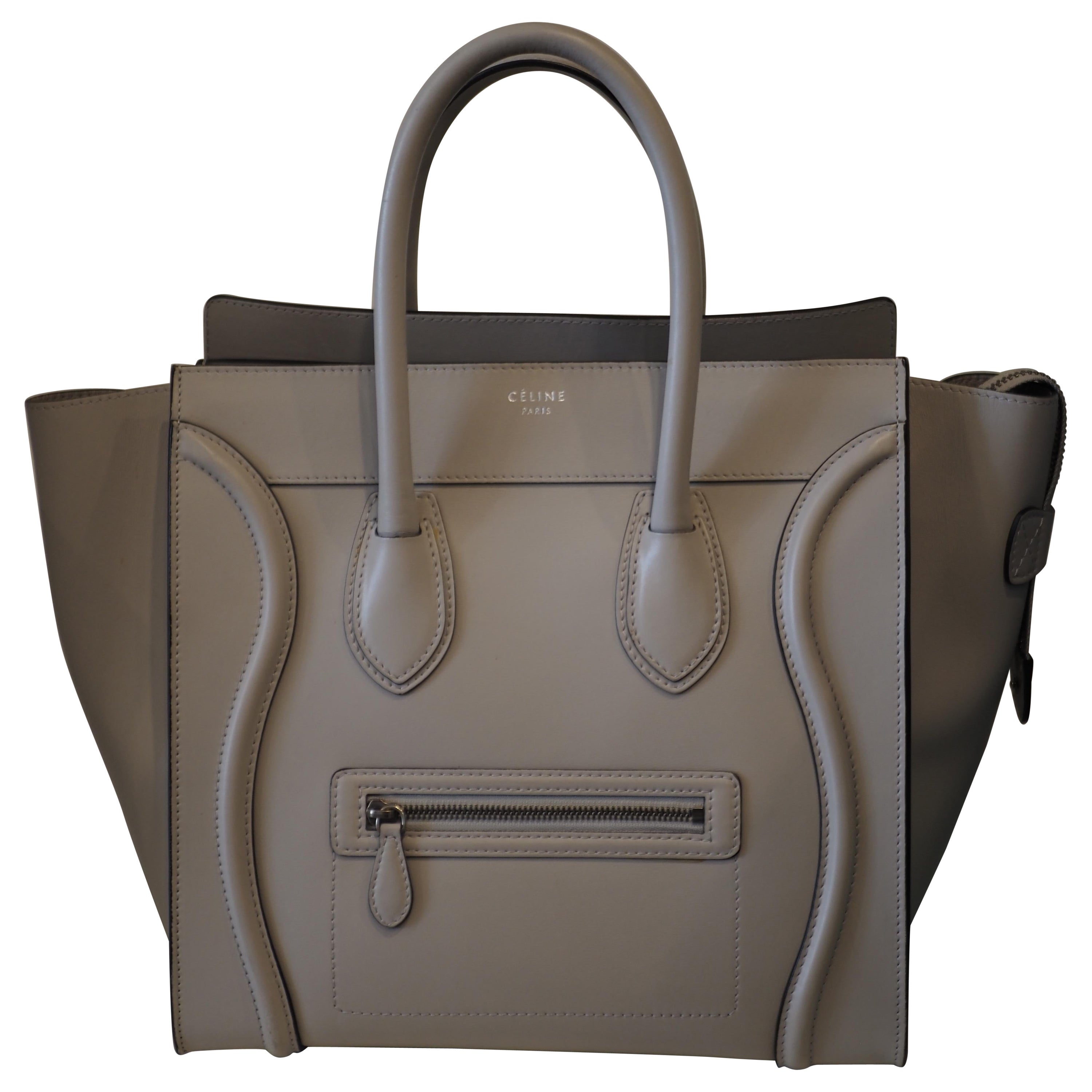 Cèline dove light grey lambskin medium luggage bag