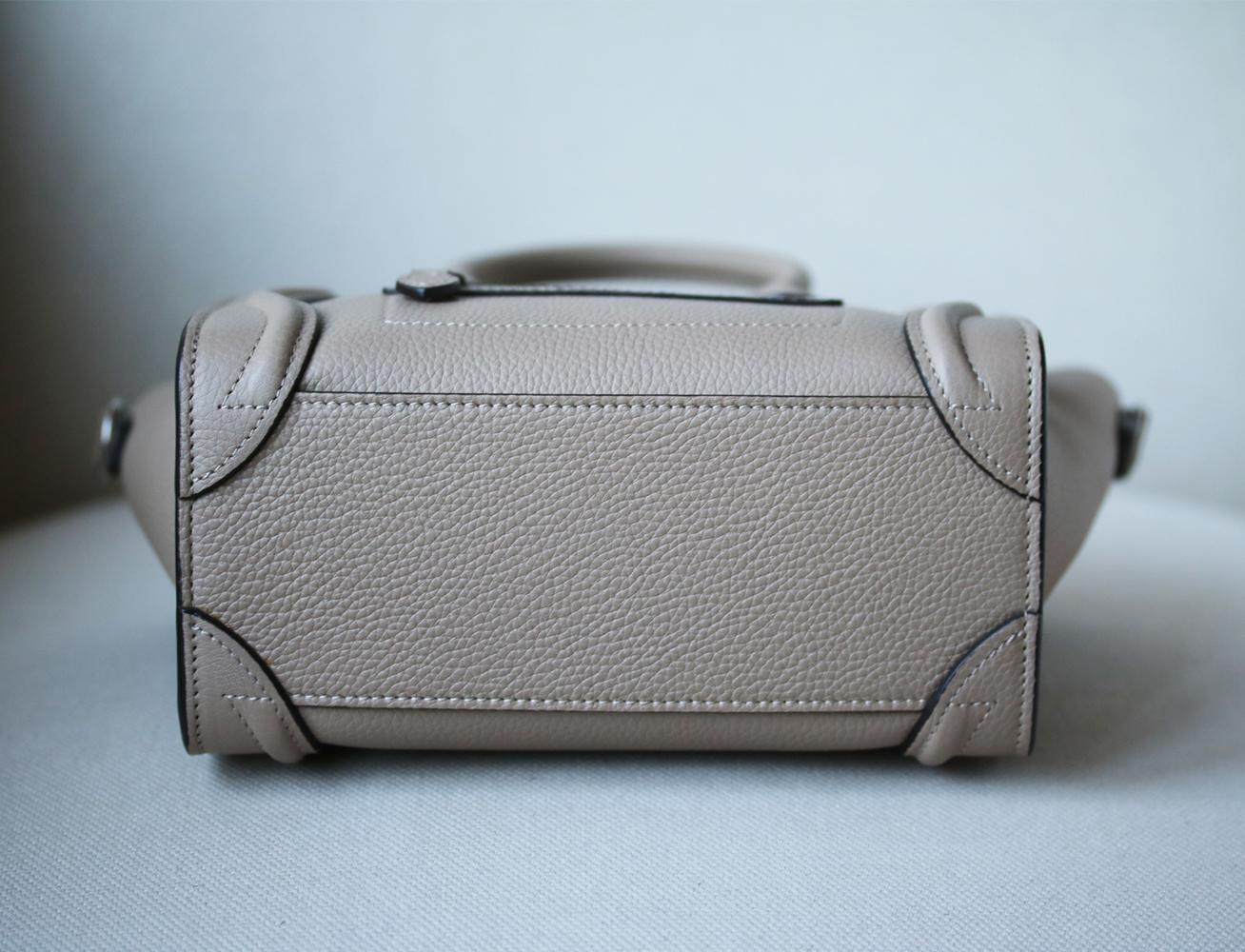 Gray Céline Drummed-Calfskin Nano Luggage Bag