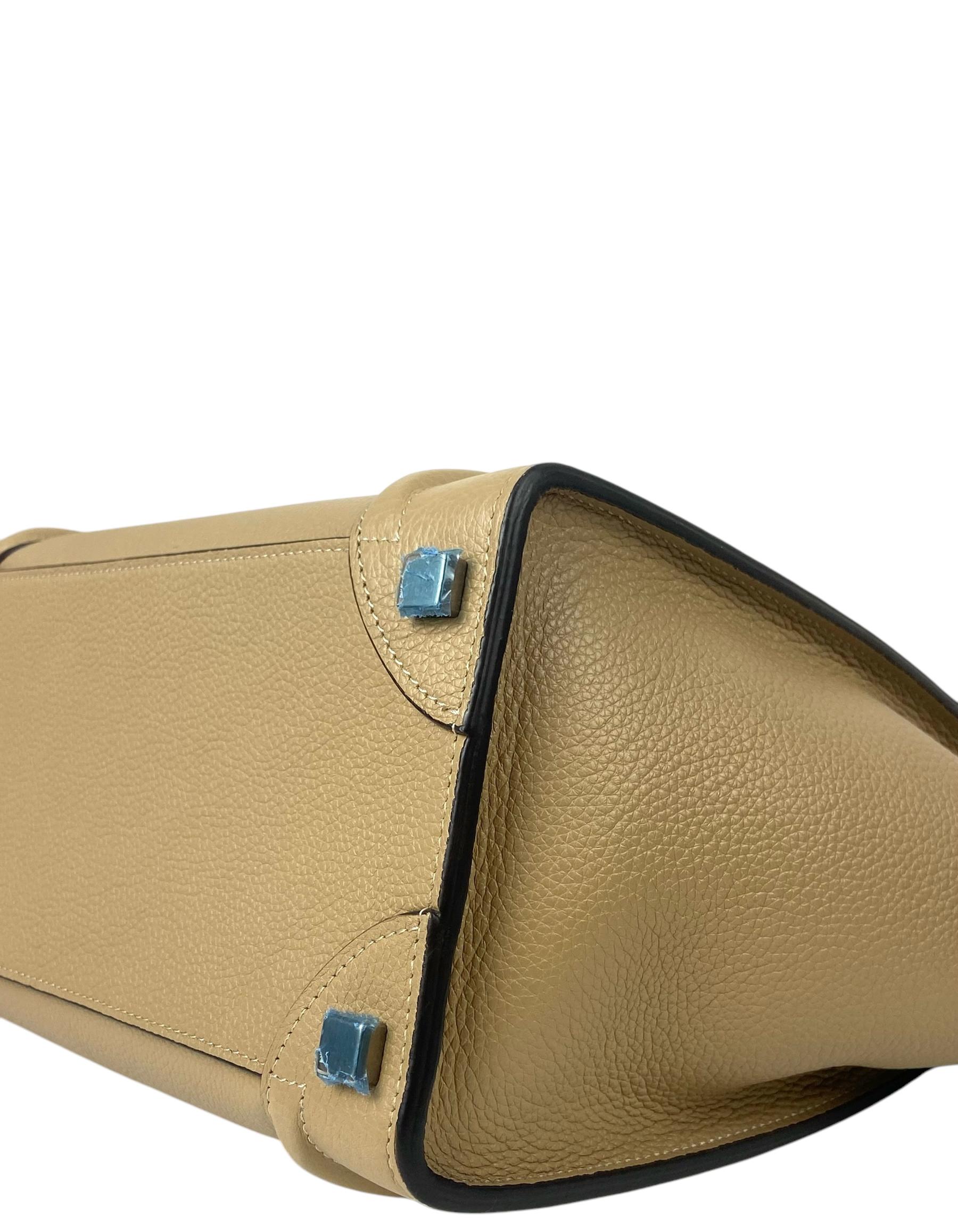 Celine Dune Drummed Calfskin Micro Luggage Tote Bag In Excellent Condition For Sale In New York, NY