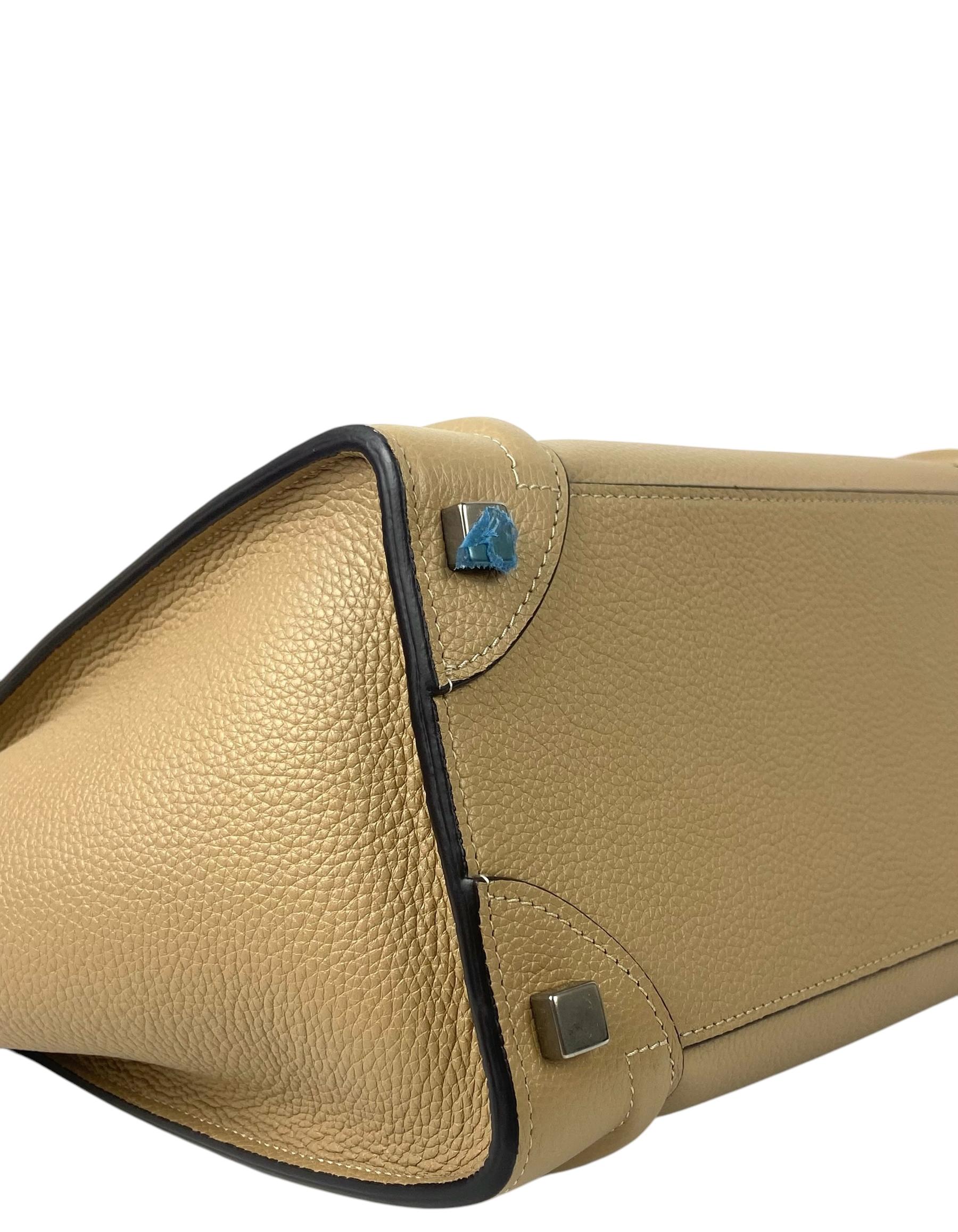 Women's Celine Dune Drummed Calfskin Micro Luggage Tote Bag For Sale