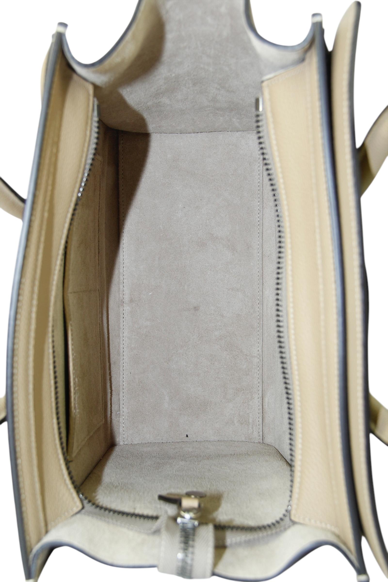 Celine Dune Drummed Calfskin Micro Luggage Tote Bag For Sale 1
