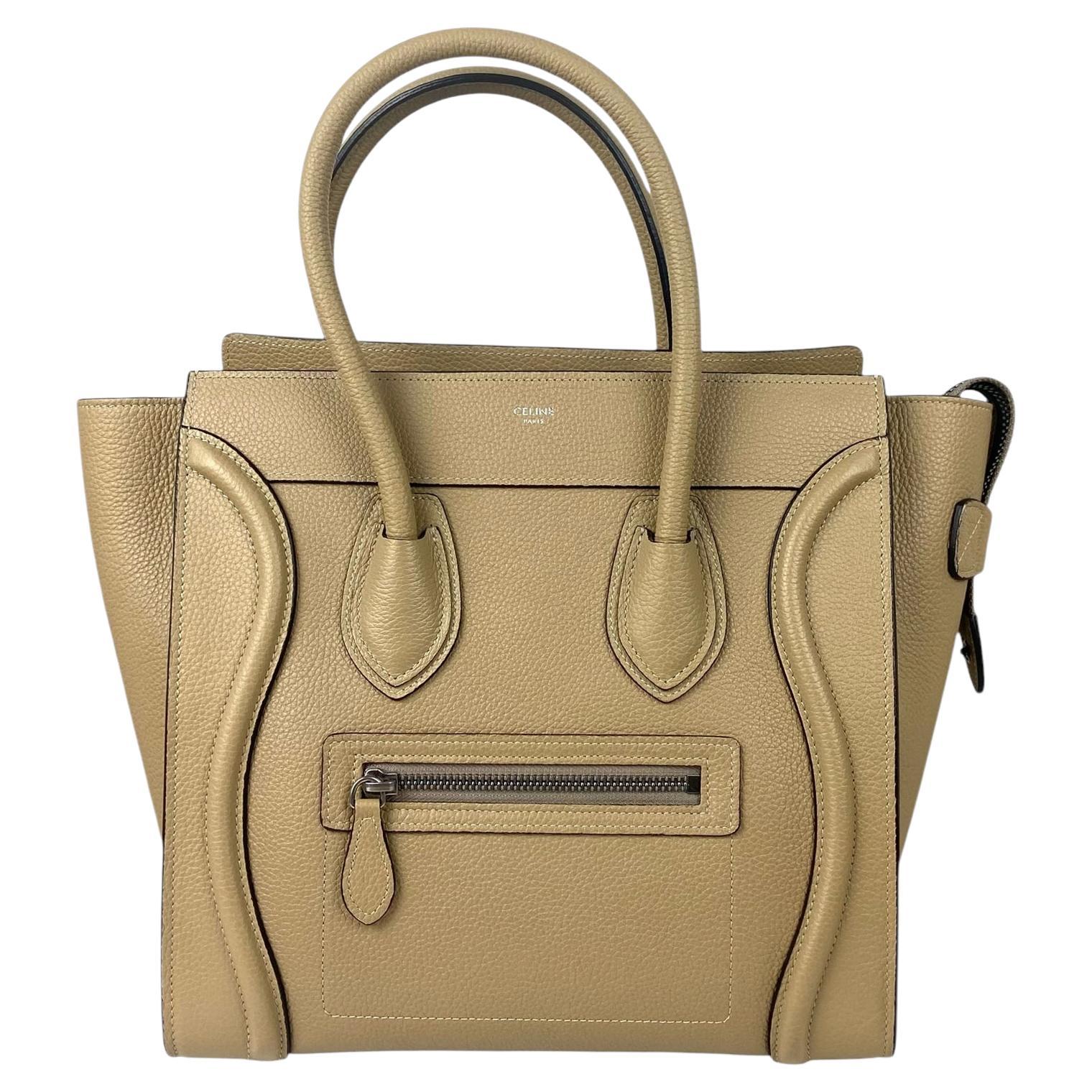 Celine Dune Drummed Calfskin Micro Luggage Tote Bag For Sale