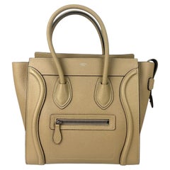Celine Dune Drummed Calfskin Micro Luggage Tote Bag