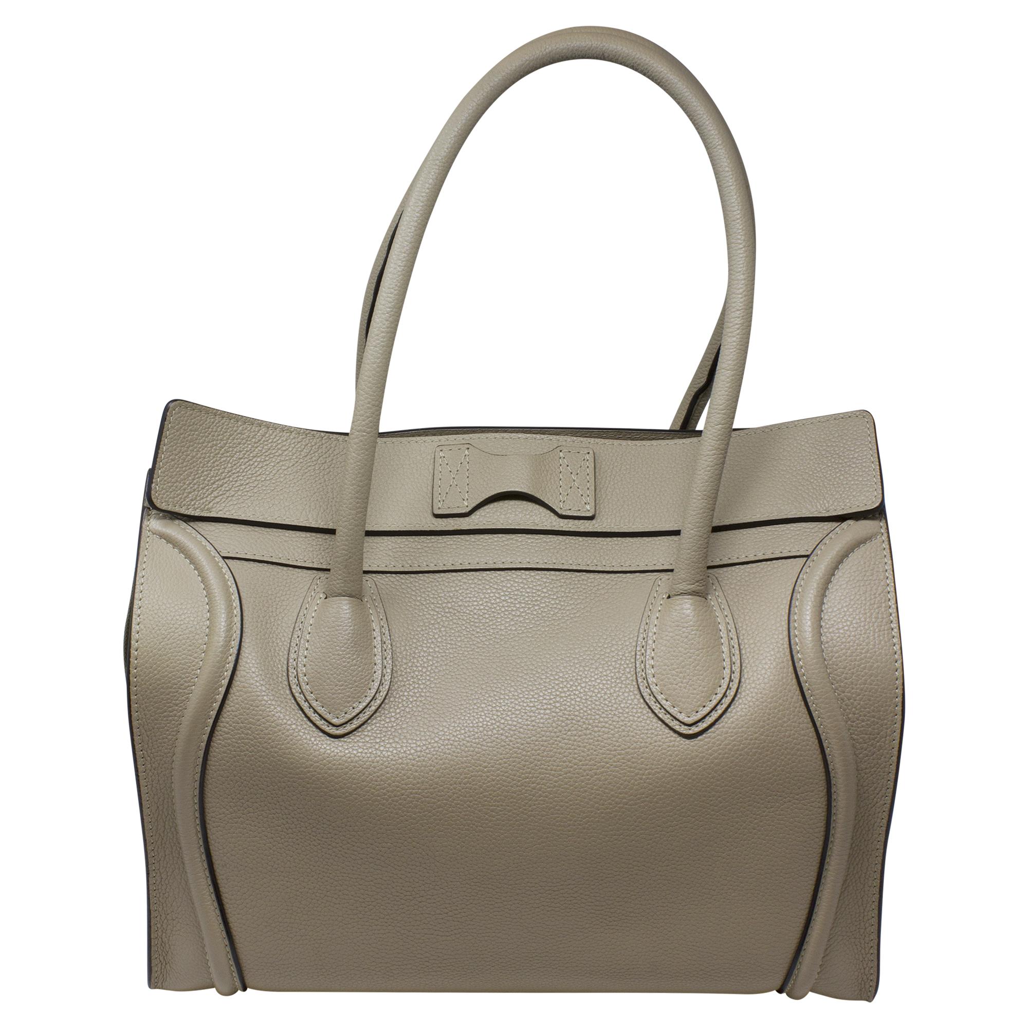 Celine Dune Grained Leather Tote In Excellent Condition For Sale In Atlanta, GA