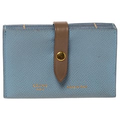 Used Celine Dusty Blue Grained Leather Accordeon Card Holder