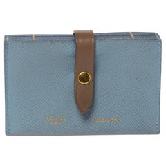 Celine Dusty Blue Grained Leather Accordeon Card Holder
