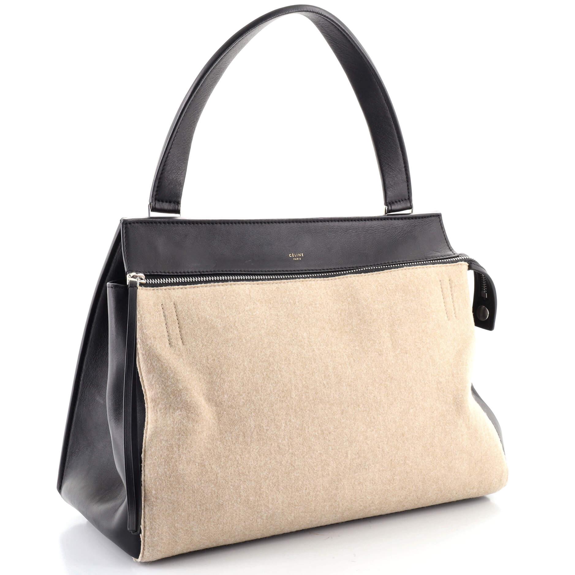 Tasche aus Wolle und Leder von Celine Edge Medium (Beige)