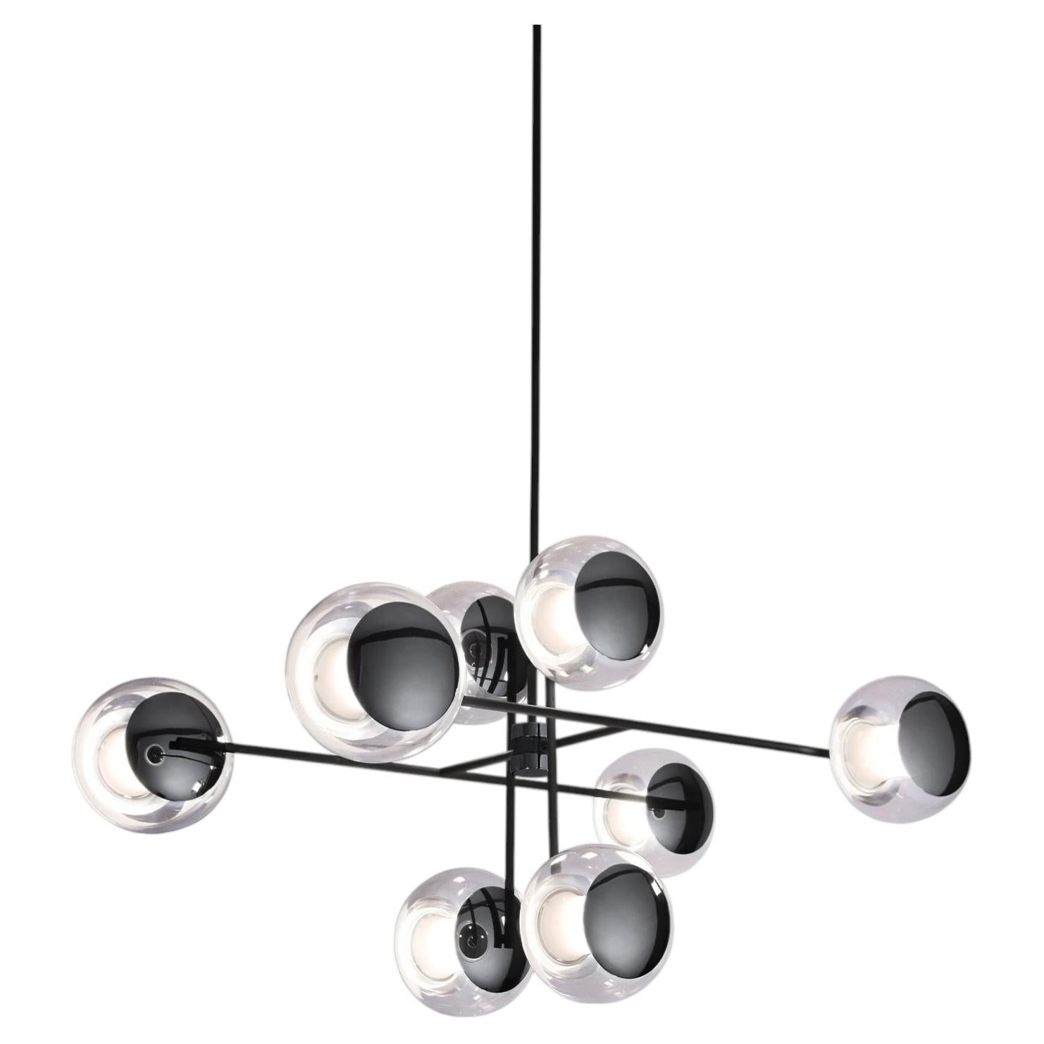 Celine Eight Light Small Black Nickel Chandelier by MUG For Sale