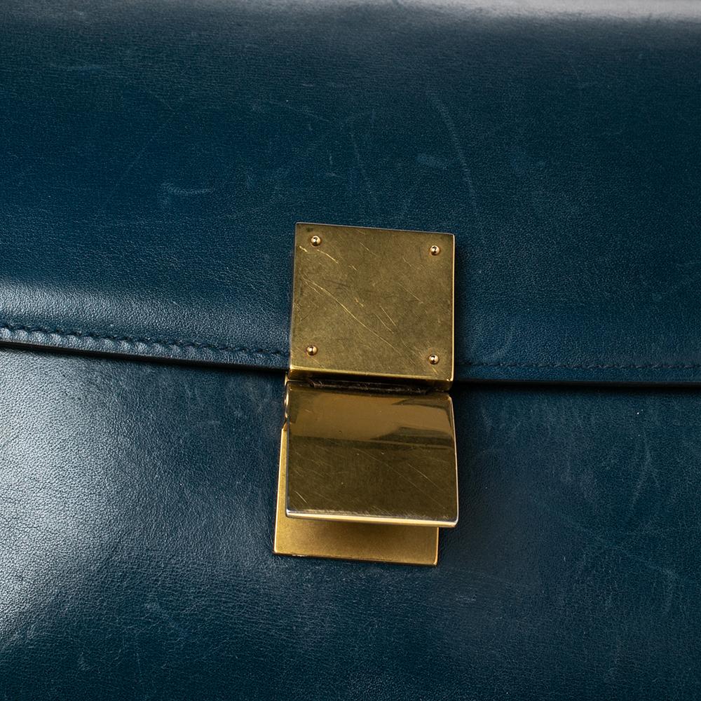 Women's Celine Electric Blue Leather Medium Classic Box Crossbody Bag