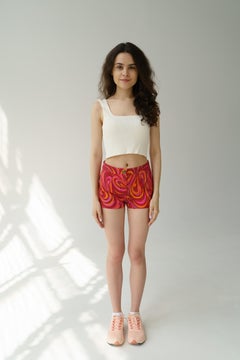 Céline Rosa Barbiecore abstrakten Druck Shorts Größe 34 FR Baumwollmischung