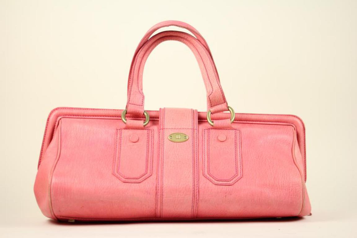 Céline Ella Long Doctor's Cesl27 Pink Leather Satchel In Fair Condition For Sale In Forest Hills, NY