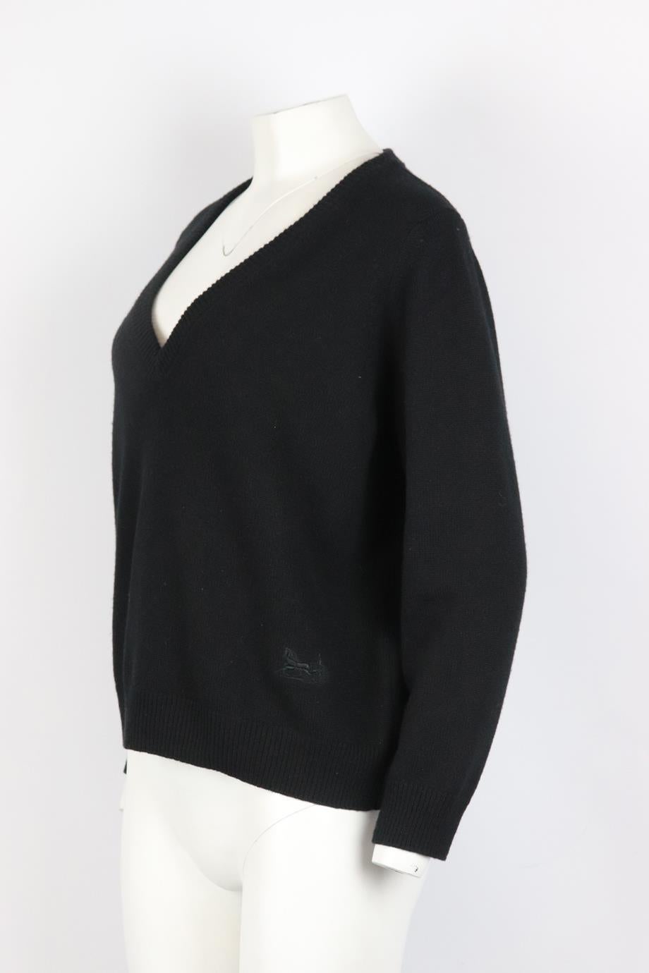 Black Celine Embroidered Cashmere Sweater Large