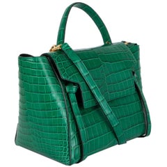 CELINE Emerald green CROCODILE MINI BELT Shoulder Bag