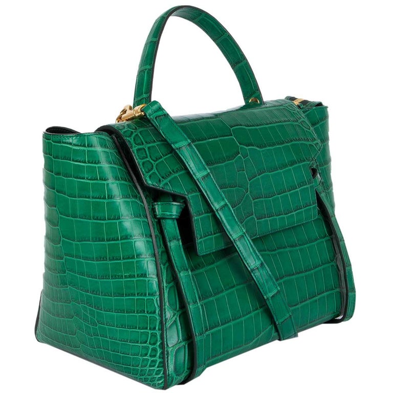 CELINE Emerald green CROCODILE MINI BELT Shoulder Bag For Sale at 1stDibs
