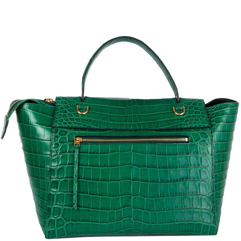 CELINE Emerald green CROCODILE MINI BELT Shoulder Bag For Sale at 1stDibs