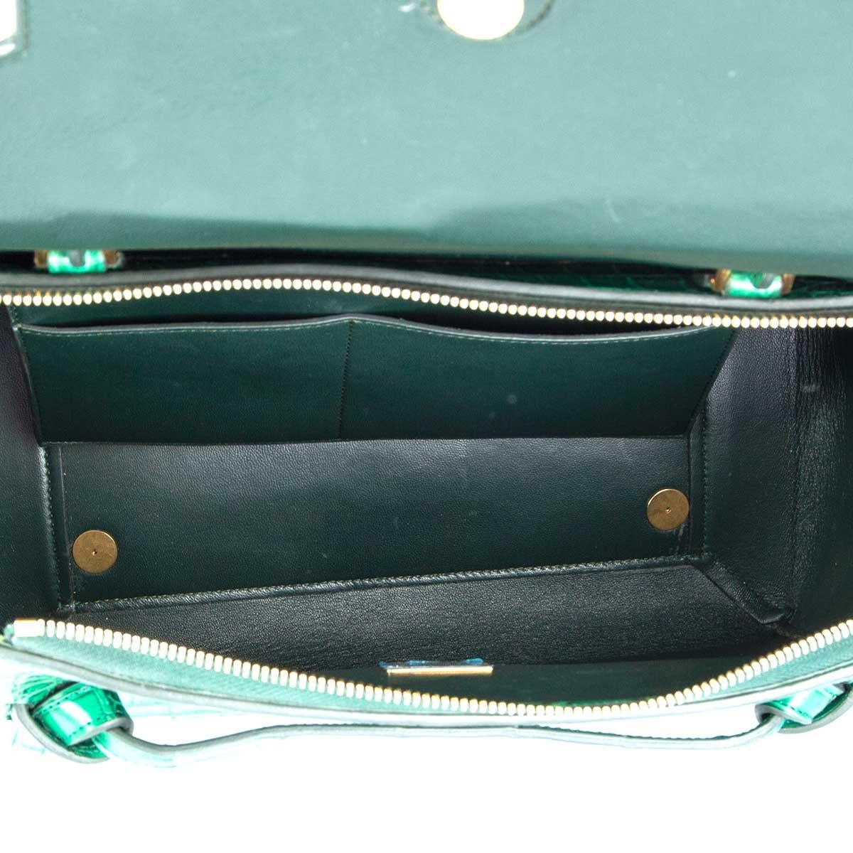 CELINE Emerald green CROCODILE MINI BELT Shoulder Bag For Sale at ...