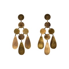 Celine Enormous Patinated Bronze Finish Earrings